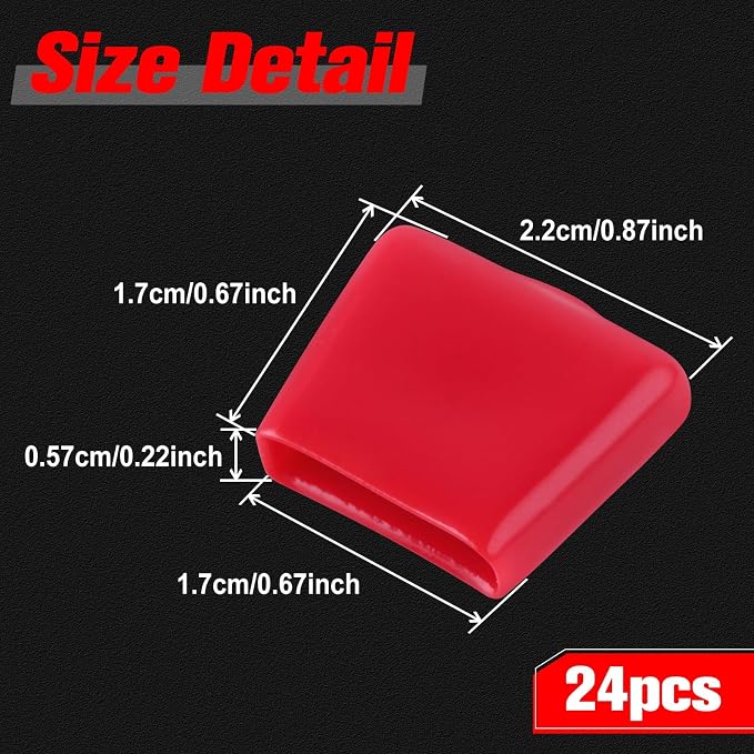 SPEEDWOX 24PCS Replacement Rubber Tips For 6-Inch Glass Running Pliers Rubber Tips for Glass Running Plier Curved Tip Running Pliers Replacement Tips Stained Glass Work Supplies and Tools, Red