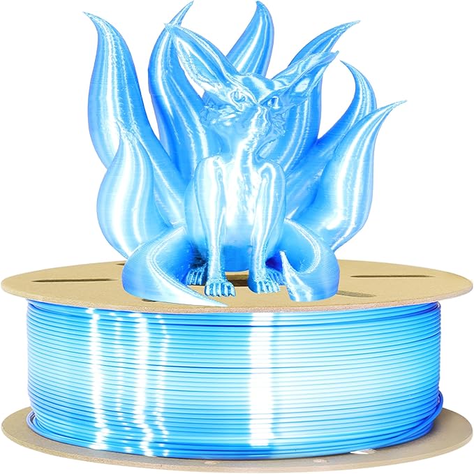 BBLIFE Silk White to Silk Sapphire Blue Color Change PLA 3D Filament, 1.75mm 3D Printing Filament, 2 Color Gradient Change Multi Colored Silk PLA, Widely Fit 3D Printer, 1KG Silk White to Blue PLA