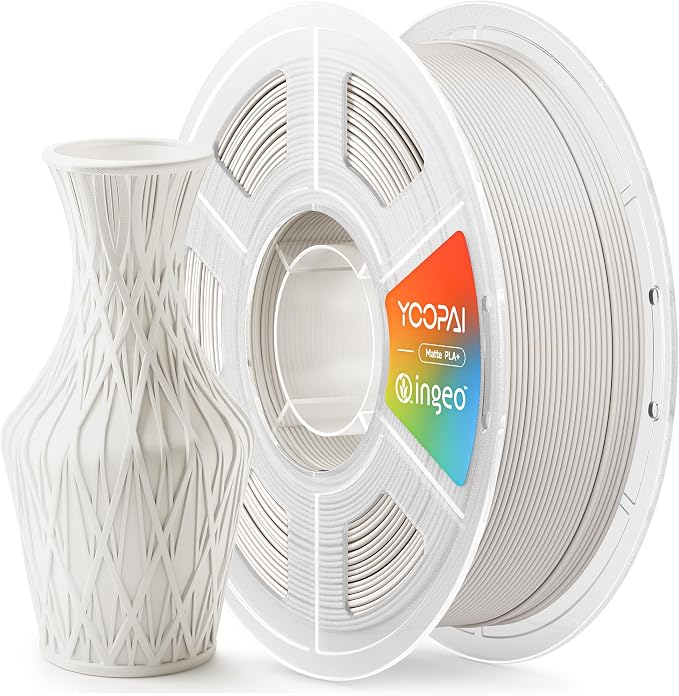 PLA+ Matte Filament 1.75mm, Soft Matte Finish, Reduced Layer Lines, 1KG (2.2lbs) 3D Printer PLA Filament, Dimensional Accuracy +/- 0.02 mm, Bone White