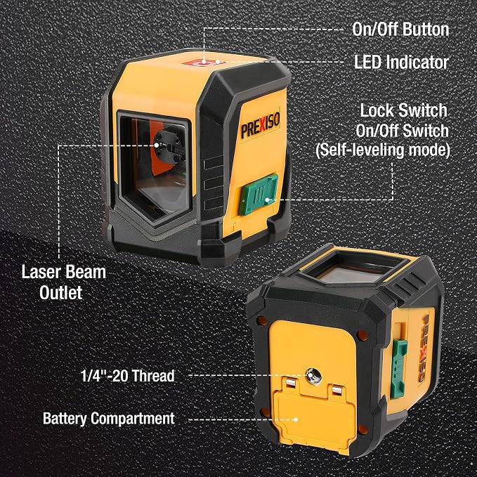 PREXISO 2-in-1 Digital 135Ft Rechargeable Laser Tape Measure & PREXISO Laser Level with Tripod, 65Ft Self Leveling Cross Line
