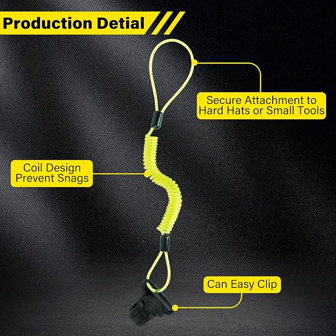 MELOTOUGH Coiled Lanyard,Hard Hat Clamp,Electrician Tool Pouch,Small Tool Belt Pouch