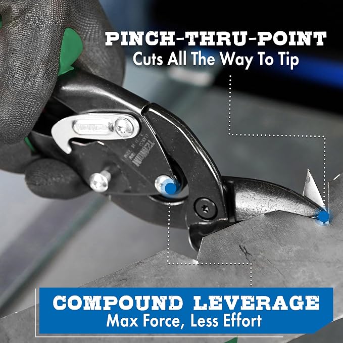 MIDWEST Blackout Series Aviation Snip - Right Cut Offset Tinner Shears, Made in the USA - MWT-6510RO