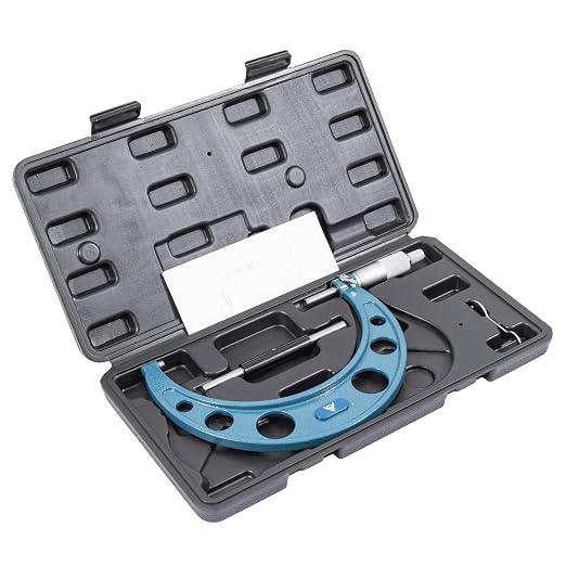PEC Tools 5-6" Outside Micrometer | Industrial-Grade Precision Measuring Tool, Hardened Steel, High-Accuracy with Ratchet Stop, Carbide-Tipped Measuring Faces