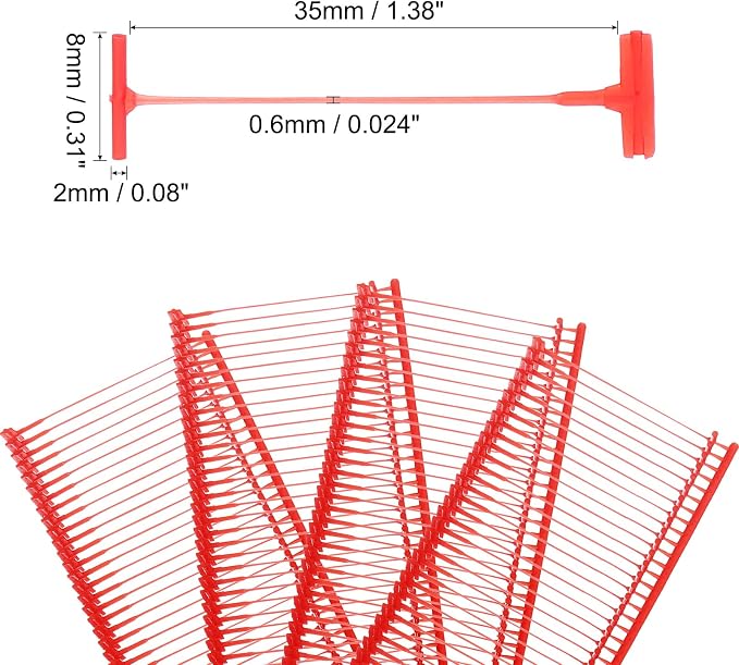 uxcell 5000pcs Standard Tagging Gun Fasteners 35mm Tagging Barbs Pins PP Plastic Tag for Price Tagging Gun, Clothing Tags Gun Attachments for Clothes Bag Fabric, Red