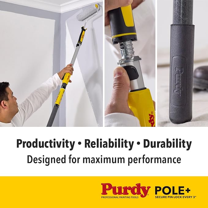 Bundle of [1] Purdy 14A753018 Adjustable Paint Roller Frame, 12-Inch to 18-Inch and [1] Purdy Pole+, 2 ft. - 4 ft.