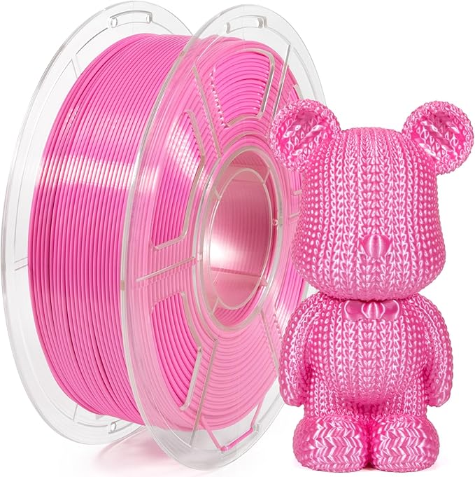 IEMAI Pink Silk PLA Filament 1.75mm 1kg, Silky Glossy Finish 3D Printer Filament Max 600mm/s Printing, Enhanced Toughness & Neatly Wound for DIY, Art & Home Décor