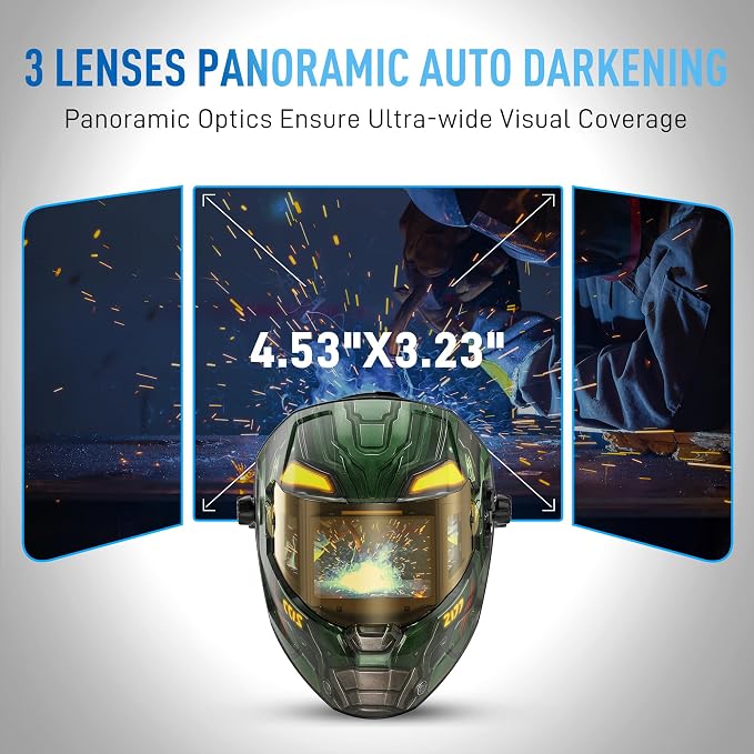 ANDELI Digitally Controlled Lens Auto Darkening Welding Helmet Panoramic View&Protective Welding Cap Fireproof Cotton