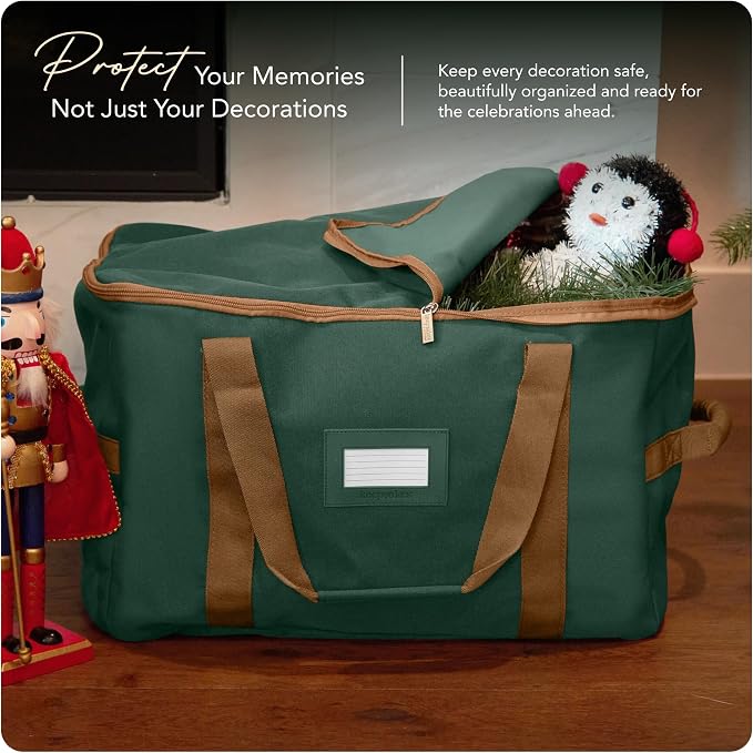 Covermates Keepsakes Treasurekeeper Storage Bag - Carrying Handles, ID Window - Holiday Storage, Green
