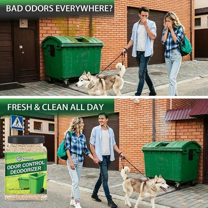 1.49 lbs Outdoor Trash Can Deodorizer, Heavy Duty Garbage Can Odor Eliminator & Moisture Absorber for Outdoor Trash Cans, Recycling Bins & Waste Containers, Long Lasting Odor Control