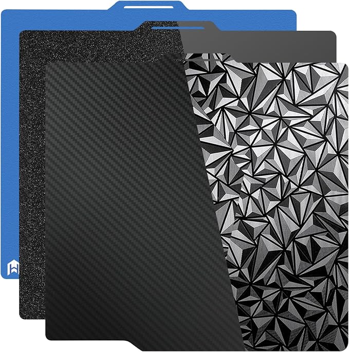 HzdaDeve 3PK P1S Build Plate for Bambu Lab P2S/X2D/P1S/P1P/A1/X1C/X1E Dual-Textured Cold Cool PEI Double Smooth PEO PET Plate Black Sheet Board 257.5x257.5MM Heated Bed Spring Steel Flexible Platform