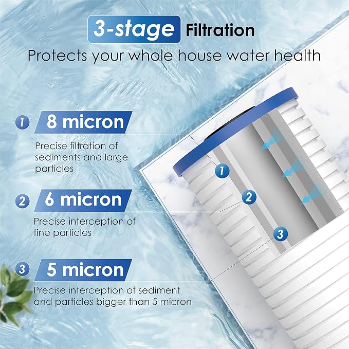 Waterdrop AP810 Whole House Water Filter, Replacement for 3M® Aqua-Pure® AP810, AP801, AP811, Whirlpool® WHKF-GD25BB, WHKF-DWHBB, 5 Micron, 10" x 4.5", Well & Tap Water Filter, Pack of 4