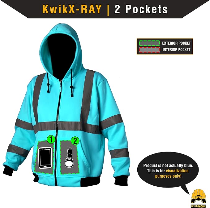 KwikSafety - Charlotte, NC - Men's Fleece Safety Hoodie | PPE Hi Vis Lightweight Reflective Jacket