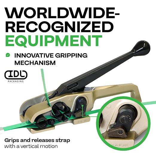 IDL Packaging MUL-320 PRO Heavy Duty Tensioner for Polyester (PET) & Polyproptlene (PP) Strapping, Up to 3/4" Strap Width
