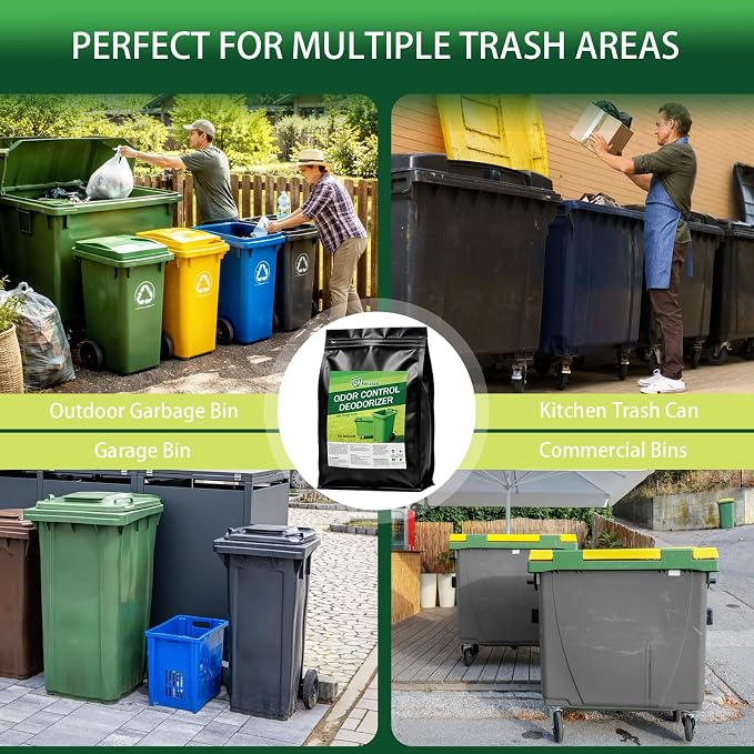 Outdoor Trash Can Deodorizer 6 lbs, Industrial Strength Garbage Can Odor Eliminator & Moisture Absorber for Outdoor Trash Cans, Waste Containers & Recycling Bins, Heavy Duty Long Lasting Odor Control