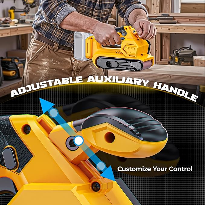 Ecarke Cordless Belt Sander Compatible with DeWalt 20V Battery (Tool Only) 3x18" Bench Sander with Variable Speed (120-380 m/min), with Dust Bag & 3 Sanding Belts(80/120/320 Grit) for Woodworking
