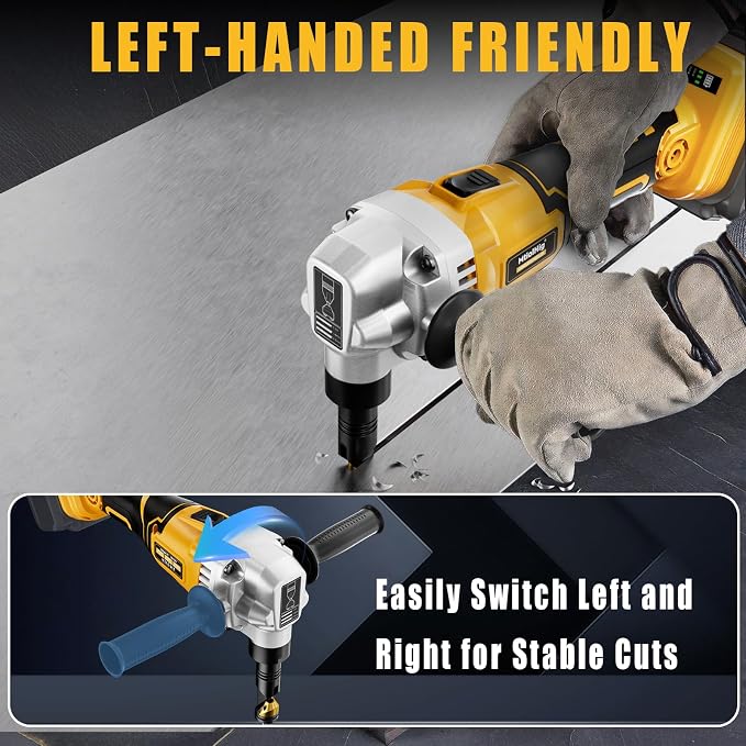 MtiolHig Cordless Metal Nibbler Compatible with DeWalt 20V Battery,18-Gauge Electric Nibbler with Assist Handle & 2 Blades, 1900RPM Brushless Metal Cutter for Stainless Steel, Aluminum(Tool Only)