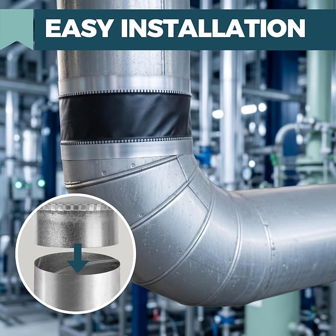 Vinyl Flexible Duct Connector 6-1/2 x 50 ft for Dryers, Range Hoods, HVAC Ducting, and Household Venting – Flexible Design for Easy Installation
