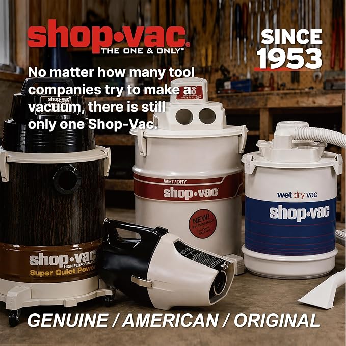 Shop-Vac 9522205 5 Gallon 5.5 Peak HP Hangup Wet/Dry Vacuum, 1.25 Inch Diameter x 18 Foot Hose, 6 Foot Cord, Wall Mount Included, Ideal for Garage, Workshop & Home