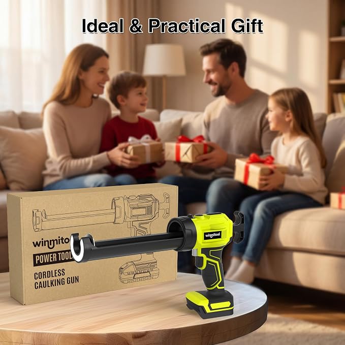 Professional Cordless Caulking Gun, Electric Sealant Gun with LED Light, 4-Speed Control, Anti-Drip, 10 Oz (300ml）Capacity, Compatible with DeWalt 20V Max Battery（Battery not included）