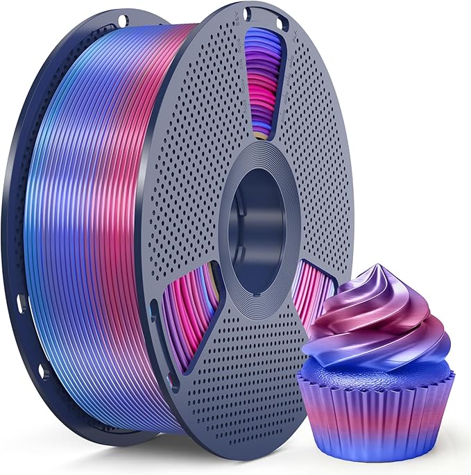 SUNLU Silk Rainbow PLA Filament 1.75mm, Multicolor Gradient 3D Filament, Neatly Wound Shiny Silk 3D Printer Filament, Dimensional Accuracy +/-0.02mm, 1KG Spool(2.2 lbs), Rainbow Silk 02