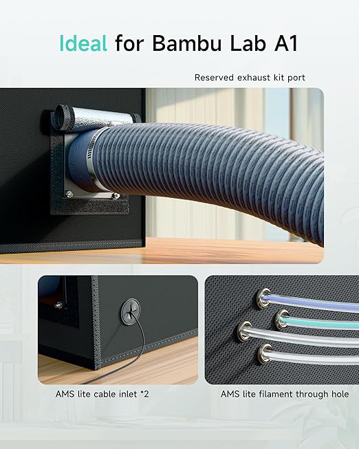 TOPCUBE 3D Printer Enclosure for Bambu Lab A1, Large Size Enclosure with LED Light, Fireproof Waterproof Dustproof Noise Reduction Constant Temperature 3D Printer Cover, 550x600x670MM