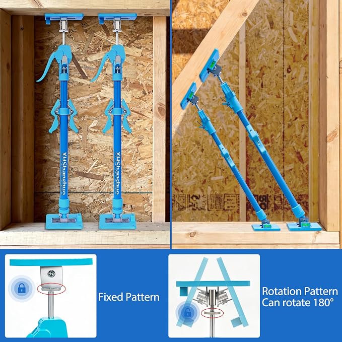 Cabinet Jacks for Installing Cabinets, 24.4"-48" Heavy Duty Adjustable Support Pole with 2-Way Adjust & Dual-Speed Lift, 3rd Hand System for Drywall Lift, Dust Barrier Poles & Ceiling