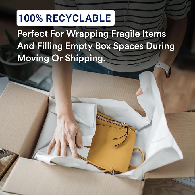 BOX USA Packing Paper Sheets 20 x 15 (2400 Sheets, 50 lb) - Newsprint Paper for Shipping, Storage and Moving Supplies, White