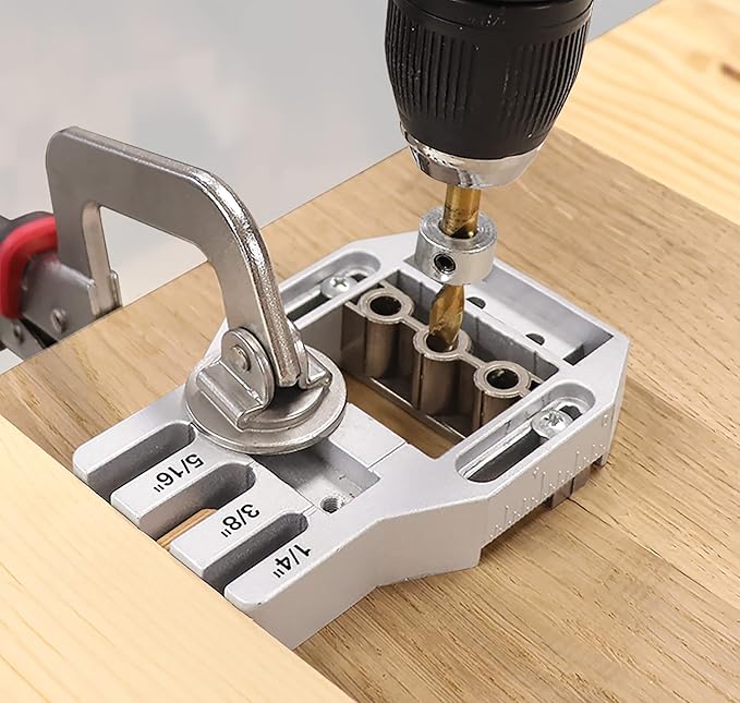 Milescraft 1334 Joint Master – Self-Clamping Aluminum Doweling Jig. Creates Edge, Corner, and Surface Joints. Includes Centering Spacers. For 1/4in, 5/16in, and 3/8in Dowel Pins