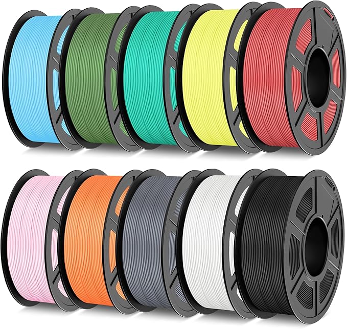 TECBEARS Matte PLA High Speed 3D Printer Filament 1kg*10, Classic PLA Filament 1.75mm 50-600mm/s, High Toughness Matte Filament, Multipack T1