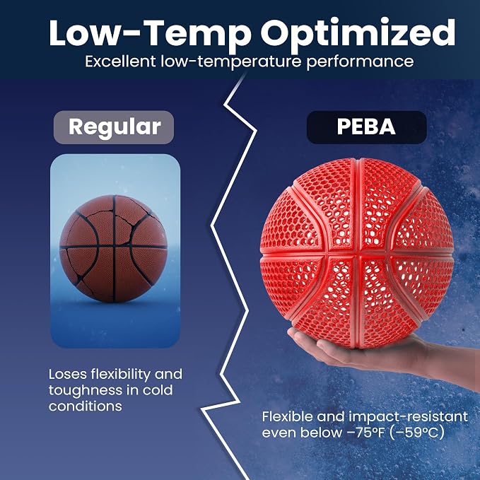 PEBA Filament High Rebound Flexible Filament Super TPU Nylon Based Strength 1.75mm 78% Energy Return Bouncy Airless Basketball Lightweight 3D Printer Filament SpoolHaus Superbounce (Red, 1kg)