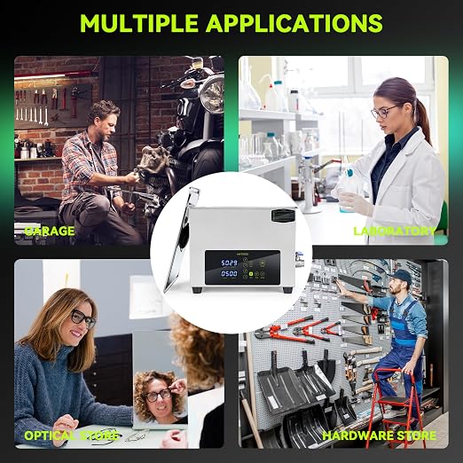 Ultrasonic Cleaner, One-Touch Cleaning,Heating, Deep Mode, ECO Energy-Saving Ultrasonic Cleaning Machine Excellent for Labs,Carburetor,Jewelry,Dentures,Automotive & Industrial Parts. (15L)