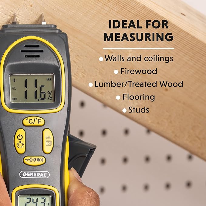 General Tools MMH800 Pin/Pinless Moisture Meter w/Temp and Humidity