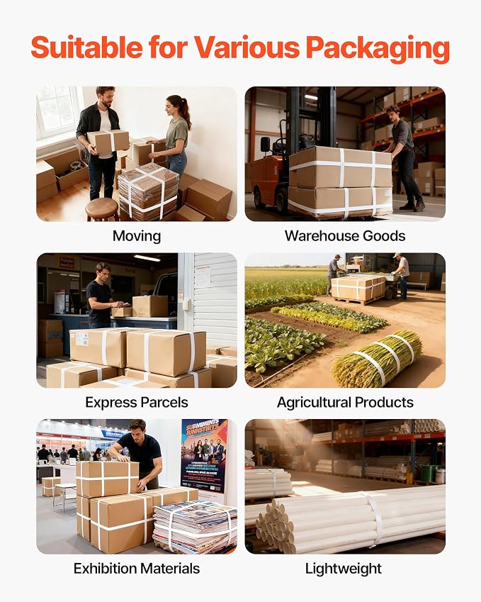 VEVOR Banding Strapping Kit, Heavy Duty Banding Sealer Tool with 3200 ft Length PP Band, 1000 Metal Seals, 50 Corner Protectors, Plastic Pallet Packaging Strapping Kit for Warehouse/Shipping/Moving