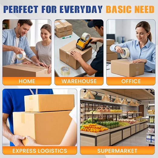 Clear Heavy Duty Packing Tape, 6 Rolls Bulk, 1.88 Inchs x 60 Yards Per Roll, Strong Packaging Tape for Shipping, Moving, Box Sealing & Refill