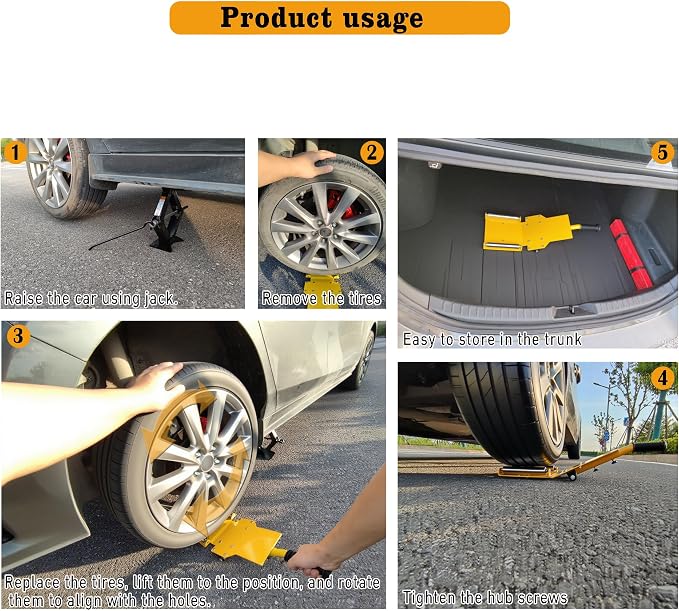 Heavy Duty Tire Lifting Tool with Extendable Handle, Adjustable Tire Dolly and Tire Lift Caddy for Car SUV Truck Tire Installation & Removal