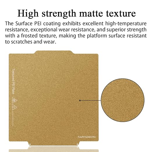 Creator 5 Double Sided Textured Build Plate for Flashforge 3D Printer Gold | Dual PEI Sheet, Spring Steel Flexible Platform, Glue-Free Printing Heated Bed, Strong Adhesion, Resists Warping Print Plate