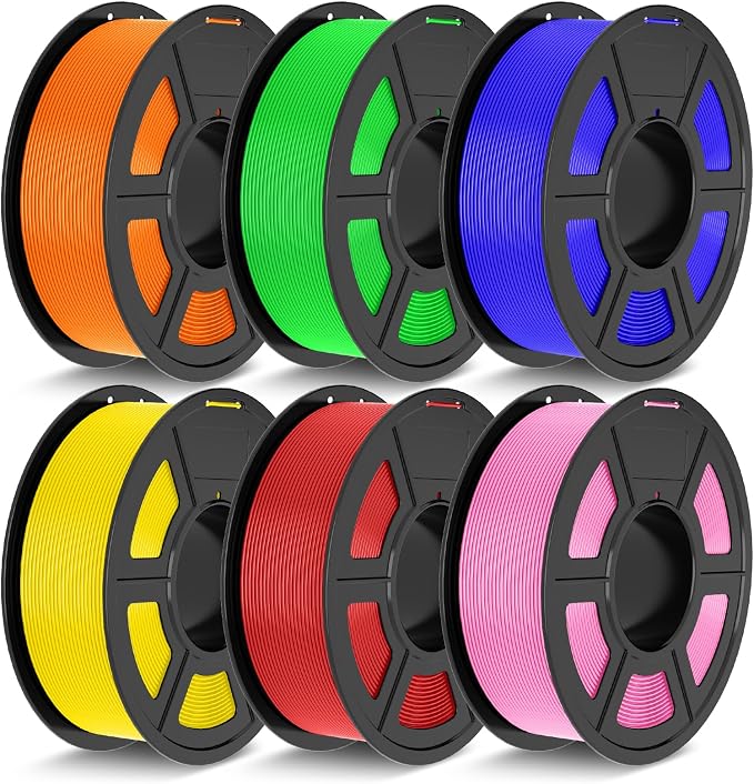 JAYO PETG Filament 1.75mm Bundle 6.6KG, Strong Toughness PETG 3D Printer Filament, Fits for Most FDM 3D Printers (Green, Red, Blue, Orange, Yellow, Pink)