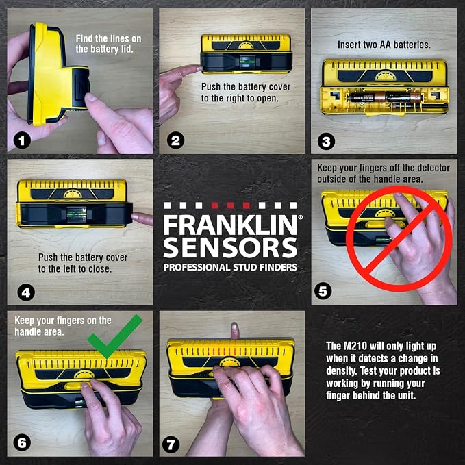 Franklin Sensors Prosensor M210 Stud Finder With 13-Sensors, Wood & Metal Stud Detector/Wall Scanner, Live Wire Detection, Made in the USA