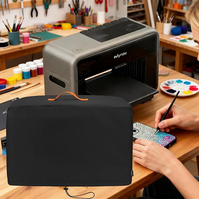 Dust Cover Compatible with eufyMake UV Printer E1, Easy Foldable Cover for eufyMake E1 with Top Handle and Hanging Loop, Black