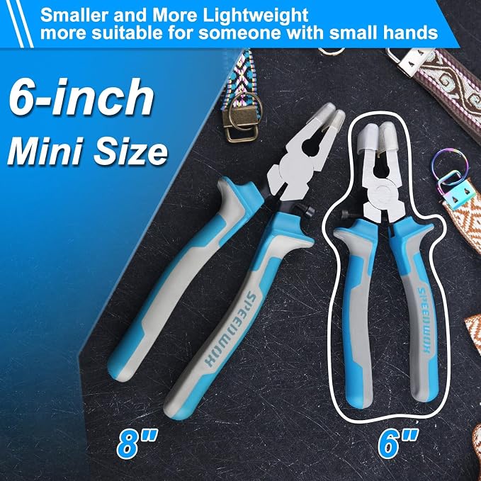 SPEEDWOX 6 Inch Glass Breaking Pliers with Rubber Tips Flat Jaws Key Fob Pliers for Key Fob Hardware Mirror Stained Work Mosaics Breaking Tool Glass Rubber Plier