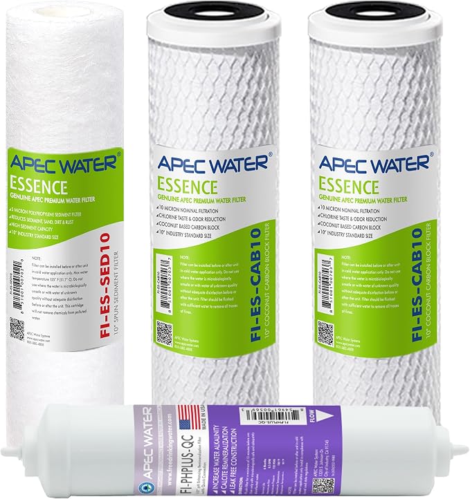 APEC Water Systems FILTER-SET-ESPH High Capacity Replacement Filter Set For Essence Series Alkaline Reverse Osmosis Water Filter System Stage 1-3&6