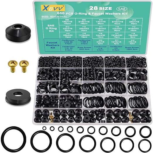 XBVV 560 Pcs Faucet Washers & SAE O Ring Kit and 258 Pcs Plumbing Rubber Washers Kit for Faucet Plumbing Hydraulic Sealing Repair