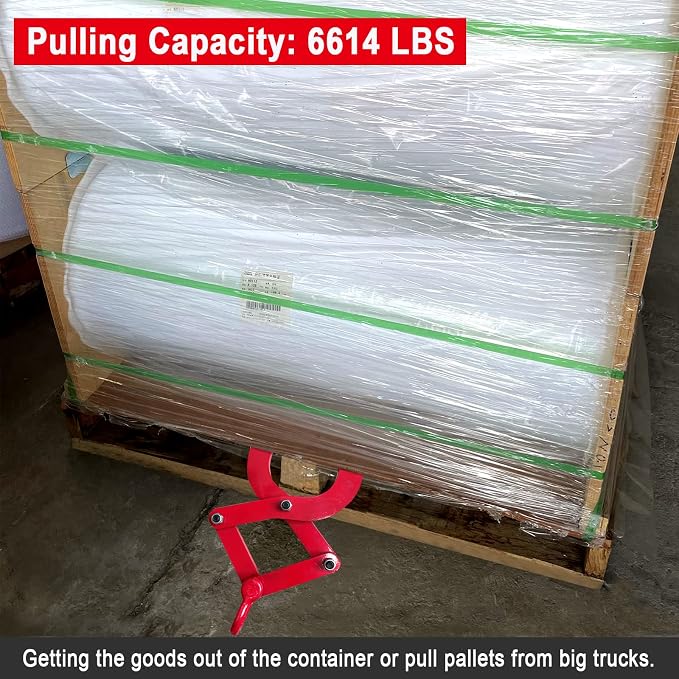 Pallet Puller Clamp 6614 Lbs Capacity Heavy Duty Steel Single Scissor for Pulling Pallets, Woods and Other Things Easily, 8 Inches Bigger Jaw Opening Pallet Grabber