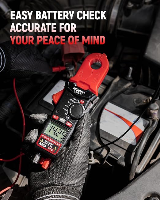 KAIWEETS Digital Clamp Meter with Round Jaw, Automotive Multimeter, NCV, 2000 Counts, Amp Voltmeter, Accuratly Measure AC/DC Current & Volatge, Resistance, Diode, Capacitance, Continuity, Frequency