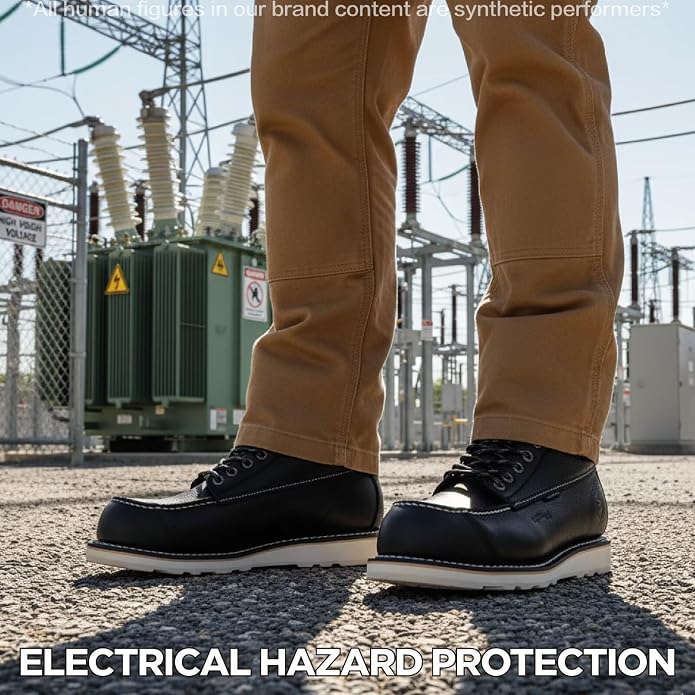 SUREWAY Mens 6" Heavy Duty Waterproof Work Boots - Composite Toe, EH Construction Industrial Safety Leather Boots, Lace Up Moc Toe, Oil/Slip Resistant Comfortable Outsole