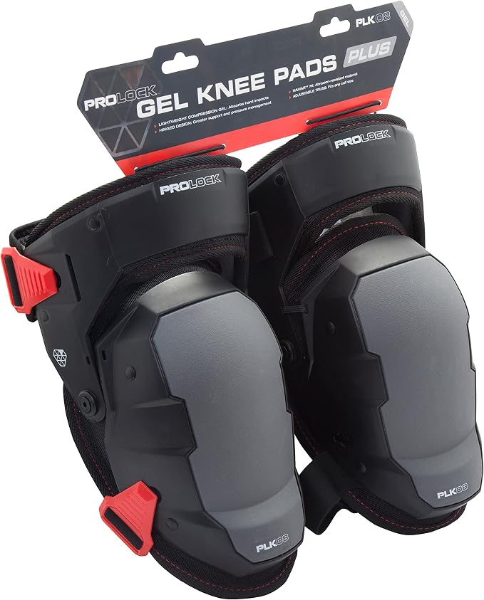 Prolock Impact-Absorbing Gel Knee Pads with Thigh Stabilization, Ideal for Flooring/Roofing, Adjustable (1 pair)