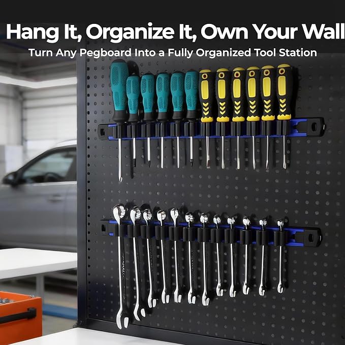 Reniteco 3-Piece Magnetic Screwdriver Organizer and Magnetic Wrench Organizer, Aluminum Rail Tool Holder, 36 Removable Clips, Fits Screwdrivers, Wrenches & Hand Tools, Dual Mount, Tools Not Included