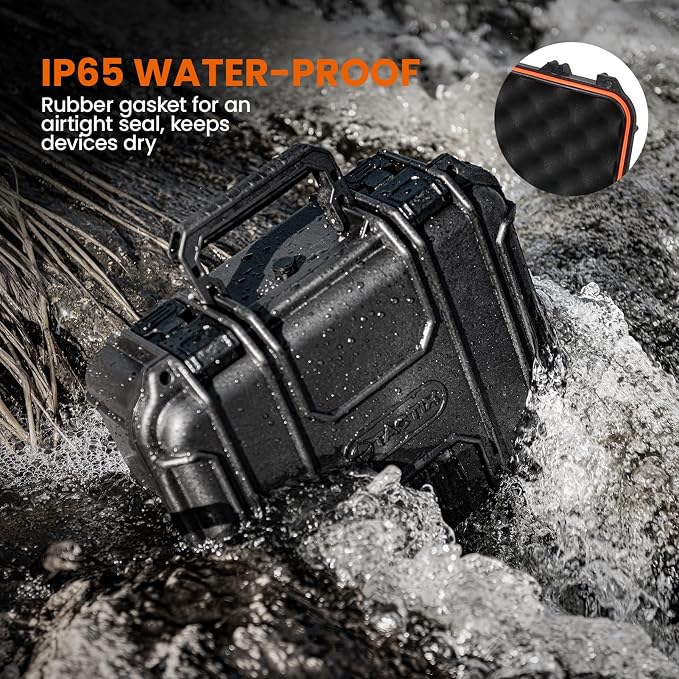 Tactix Hard Case M Waterproof Camera Protective Case IP65 Heavy-Duty with Custom Foam Insert, Fit Use of Drones, Camera, Equipments, Tools, 13.58" x11.61”x6.06” Black