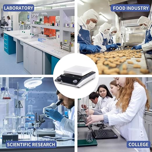 Magnetic Stirrer 5.9 inch Hot Plate 200-1600RPM Max Temp.300℃ Magnetic Stir Plate Max 5L Lab Stirrers with Stir Bar & Standing Pole(No Screen)