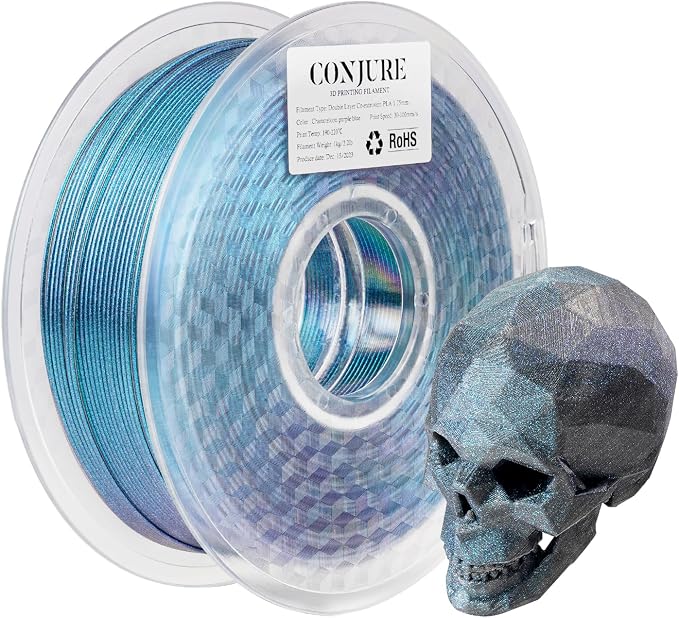 Chitu Systems Conjure Chameleon PLA 3D Printer Filament, 1.75mm Galaxy Dual Color Filament, Changing Color with Light and Angles, Blue Purple 3D Printing Filament 1KG/2.2lb